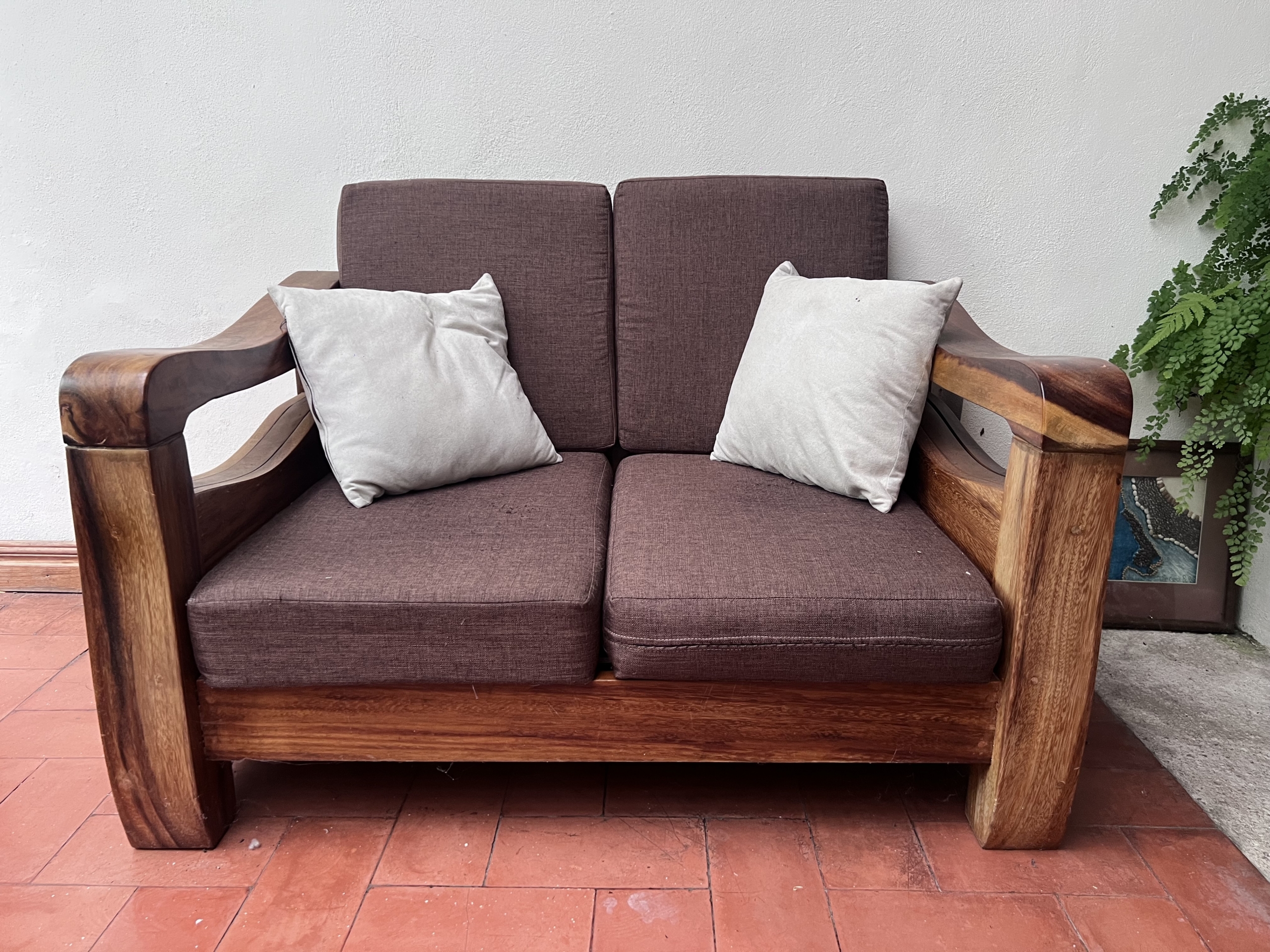 2 Juego de sillones de madera para terraza