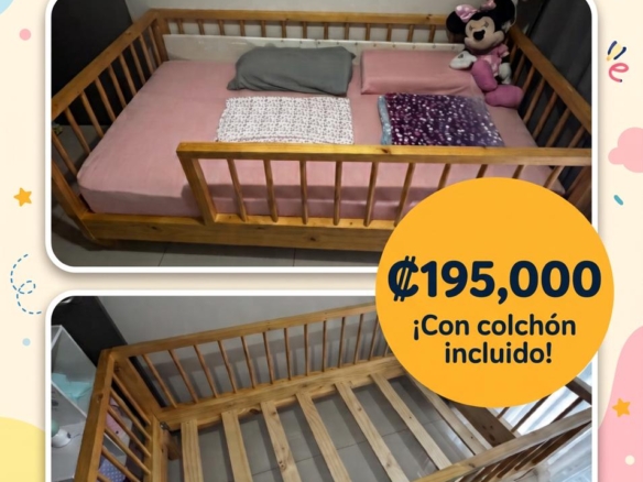 Cama Montessori con barandas